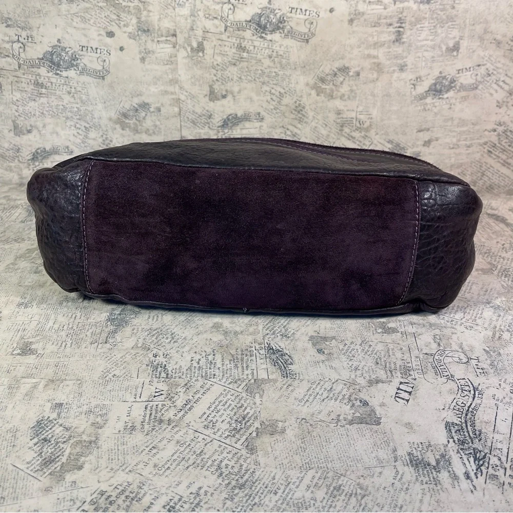 Innue Made in Italy Purple Tan Leather Suede Hobo Shoulder Bag Rustic Artisan